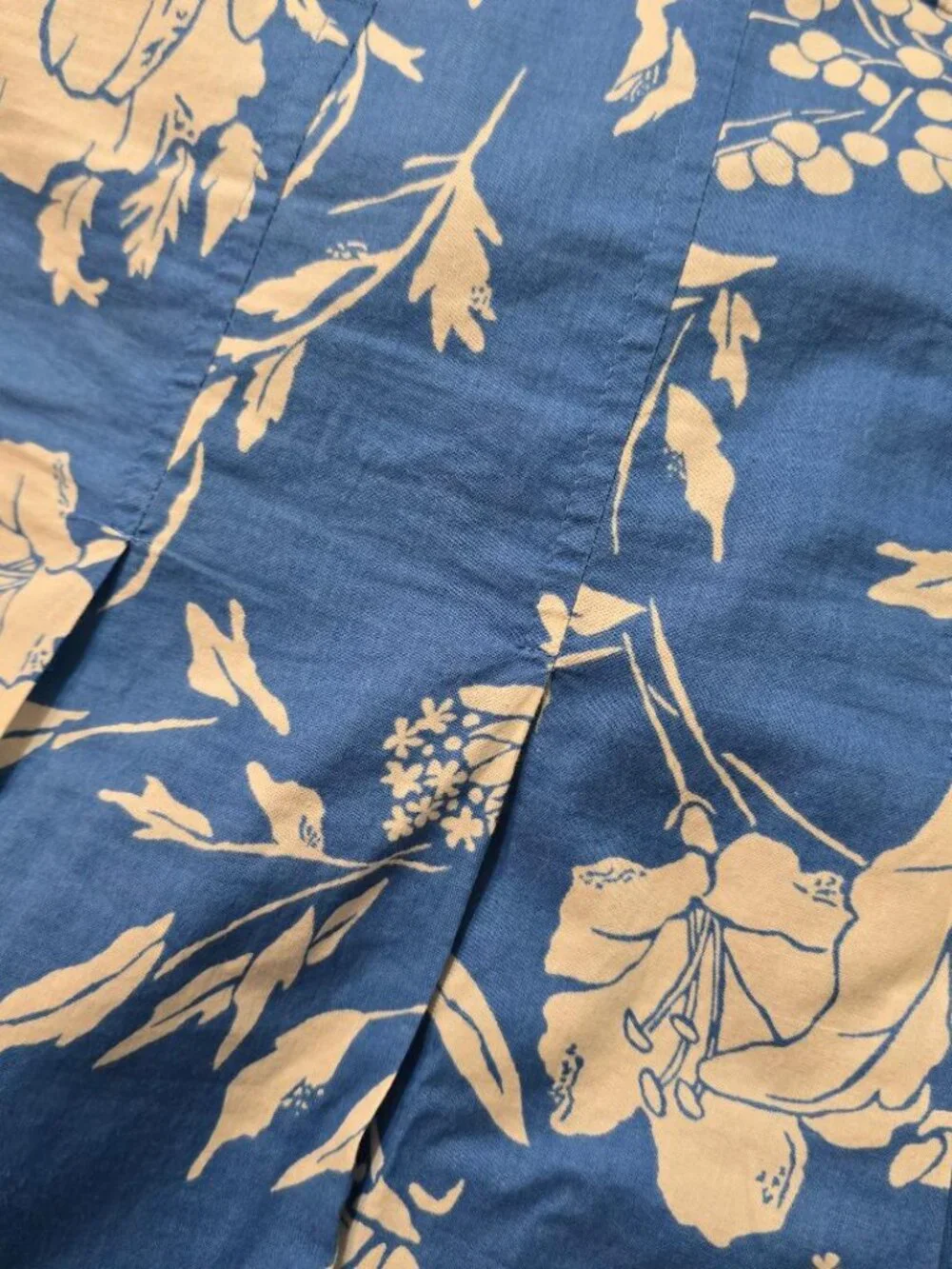 16 Old Navy Floral Knee Length Flare Lined Skirt 100% Cotton RoyalBlue WH Yellow